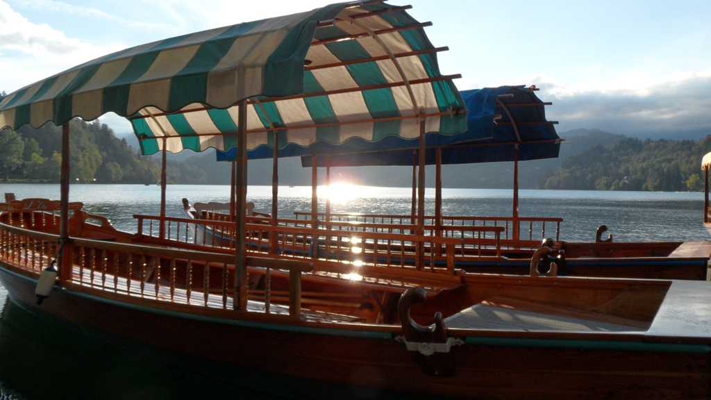 Pletna boats on Lake Bled